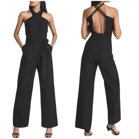 Reiss Jessie twist front open back jumpsuit - Picture 1 of 7